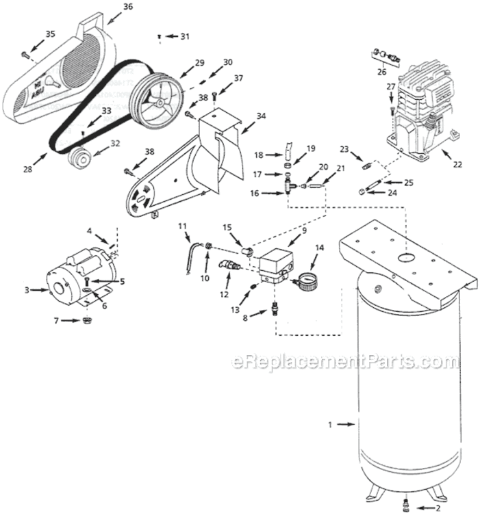 Page A Diagram and Parts List for VT623802  Campbell Hausfeld Compressor